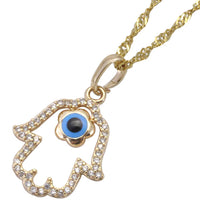 Hamsa Mati Crystal Pendant Necklace - Bijouxvault