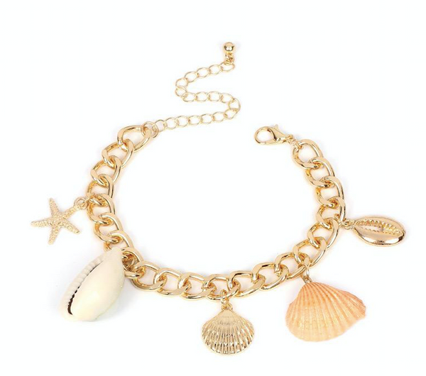 Orange Seashell Charm Bracelet - Bijouxvault