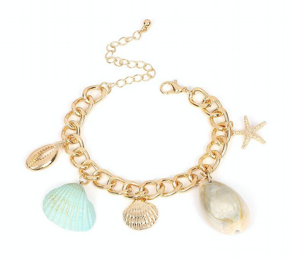 Blue Seashell Charm Bracelet - Bijouxvault