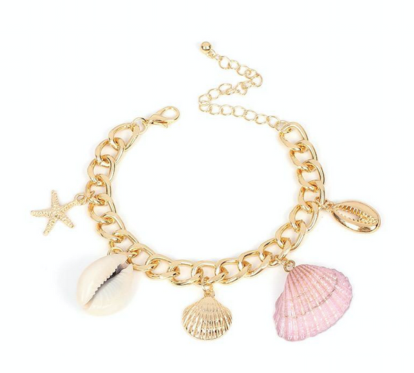 Pink Seashell Charm Bracelet - Bijouxvault